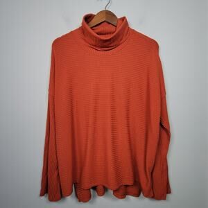 Free People Movement Womens M Rust Ribbed Knit Turtleneck Top
